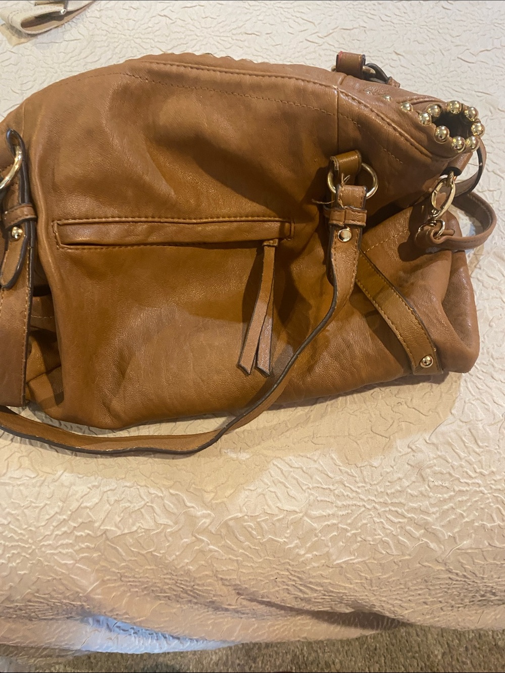 Jessica Simpson Stud-Trim Shoulder Tote in Tan Brown - Picture 3 of 3